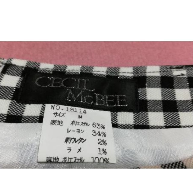 CECIL McBEE(セシルマクビー)の新品未使用★セシルマクビー★おリボン付きギンガムチェック柄レーススカート★日本製 レディースのスカート(ミニスカート)の商品写真