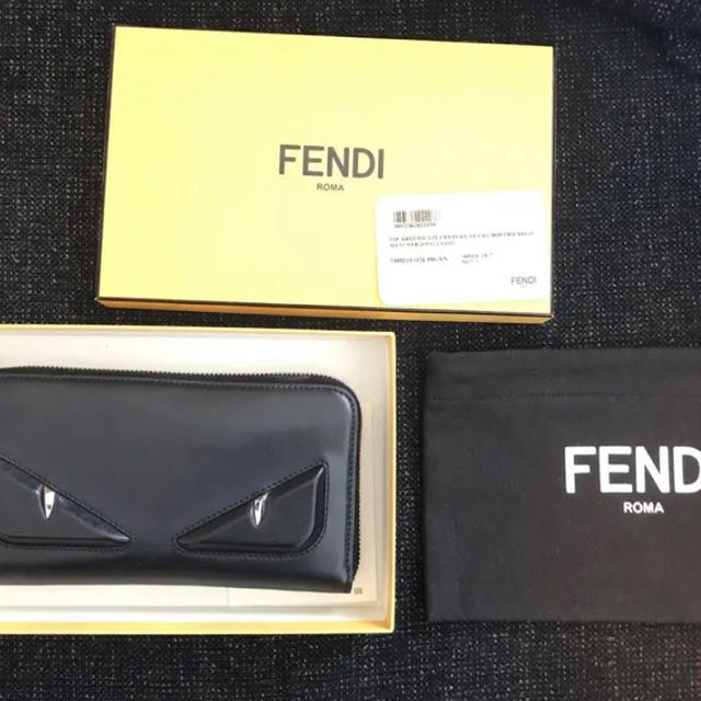 FENDI フェンディ　長財布　モンスター　ブラックレザー