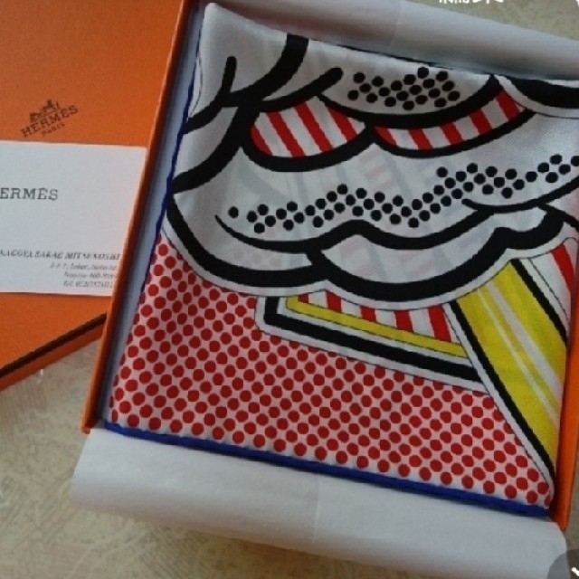 大特価!! Hermes HERMESペガサス ホップ sowako バンダナ/スカーフ 90×90 花柄 スカーフ チャーム アクセサリー ブルー ☆