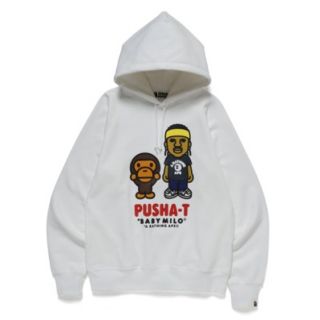 アベイシングエイプ(A BATHING APE)の込み BAPE X PUSHA-T BABY MILO　パーカー　白XL(パーカー)