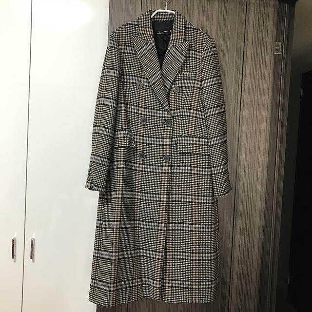 ZARA(ザラ)のZARA チェックコート　M レディースのジャケット/アウター(チェスターコート)の商品写真