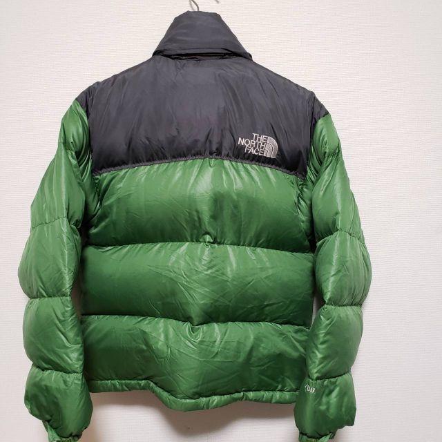 THE NORTH FACE(ザノースフェイス)の【古着】ノースフェイス ヌプシ ダウンジャケット グリーン&グレー XS メンズのジャケット/アウター(ダウンジャケット)の商品写真