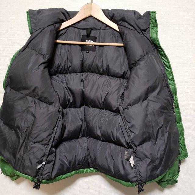 THE NORTH FACE(ザノースフェイス)の【古着】ノースフェイス ヌプシ ダウンジャケット グリーン&グレー XS メンズのジャケット/アウター(ダウンジャケット)の商品写真