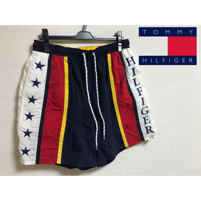 美品 90s TOMMY HILFIGER ハーフパンツ L フラッグカラー 想像を超えての 36.0%割引