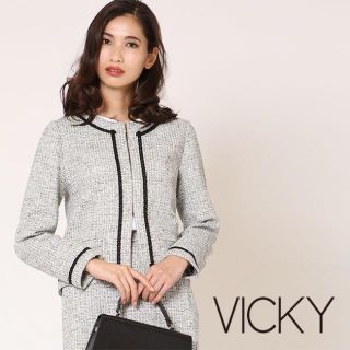 ビッキー(VICKY)のVICKY 2019年 3.7万 ラメツイードノーカラージャケット 新品(ノーカラージャケット)