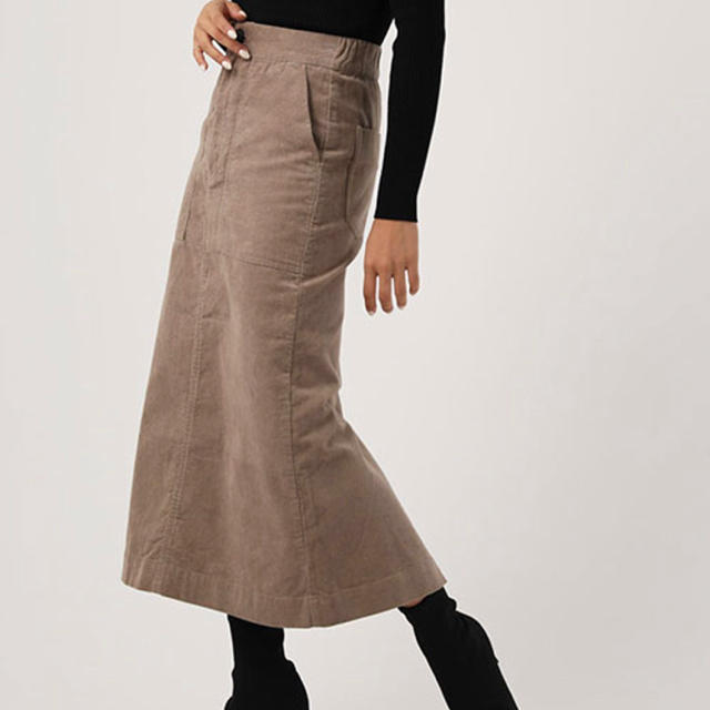 AZUL by moussy(アズールバイマウジー)のmoussy コーデュロイミディアムスカート レディースのスカート(ロングスカート)の商品写真