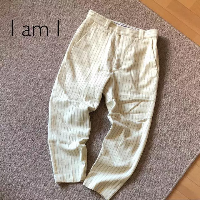 I am I(アイアムアイ)のストライプ ウール テーパードパンツ レディースのパンツ(カジュアルパンツ)の商品写真