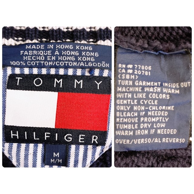 TOMMY HILFIGER(トミーヒルフィガー)の【90s】 オールドトミー トミーヒルフィガー ネイビー ニット セーター メンズのトップス(ニット/セーター)の商品写真