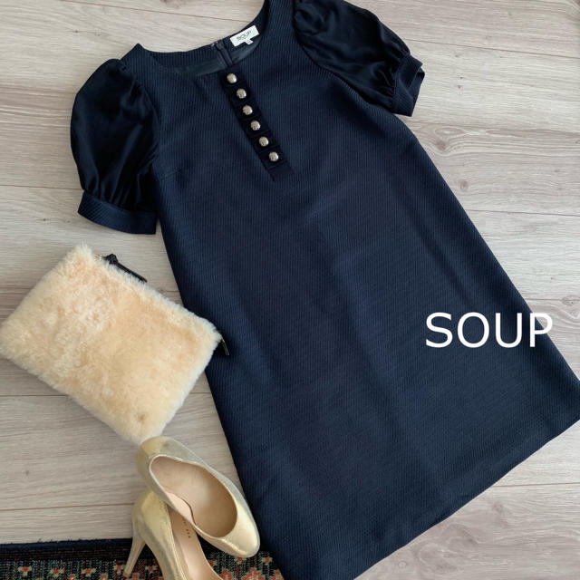 SOUP(スープ)のフラットエクステ様専用✴︎SOUPスープ✴︎透け袖半袖ワンピース♡ レディースのワンピース(ひざ丈ワンピース)の商品写真