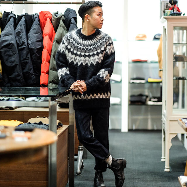 COMOLI(コモリ)のbatoner mohair nordic crew neck サイズ1 メンズのトップス(ニット/セーター)の商品写真