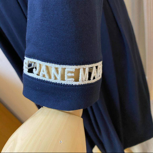 JaneMarple(ジェーンマープル)のJane Marple ギザンティ天竺のロゴレースカラードレス　NAVY  レディースのワンピース(ひざ丈ワンピース)の商品写真