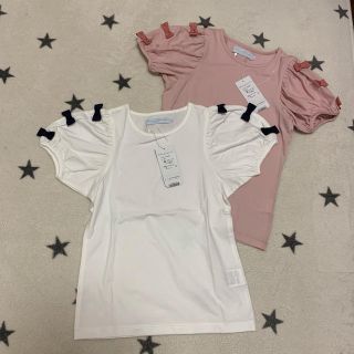 タルティーヌ エ ショコラ(Tartine et Chocolat)の新品！タルティーヌエショコラ リボンTシャツ 130 2枚セット(Tシャツ/カットソー)