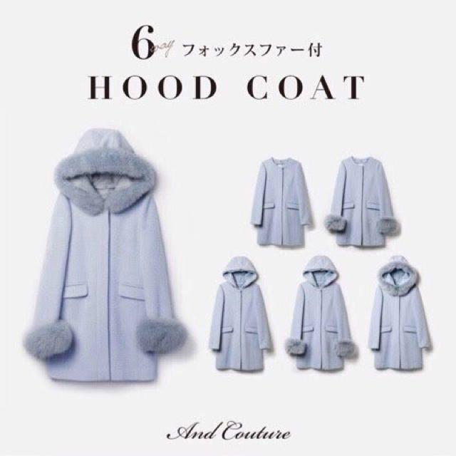 And Couture(アンドクチュール)の新品　アンドクチュール　ウールビーバーフォックスファー付きコート 90丈 レディースのジャケット/アウター(毛皮/ファーコート)の商品写真