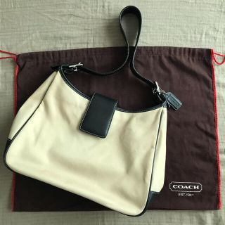 コーチ(COACH)の専用！【正規品】COACH コーチ コットン生地×黒革ショルダーバッグ(ショルダーバッグ)