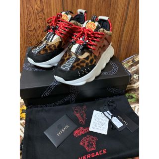 ヴェルサーチ(VERSACE)のVersaceヴェルサーチ Chain Reaction スニーカー ヒョウ柄(スニーカー)