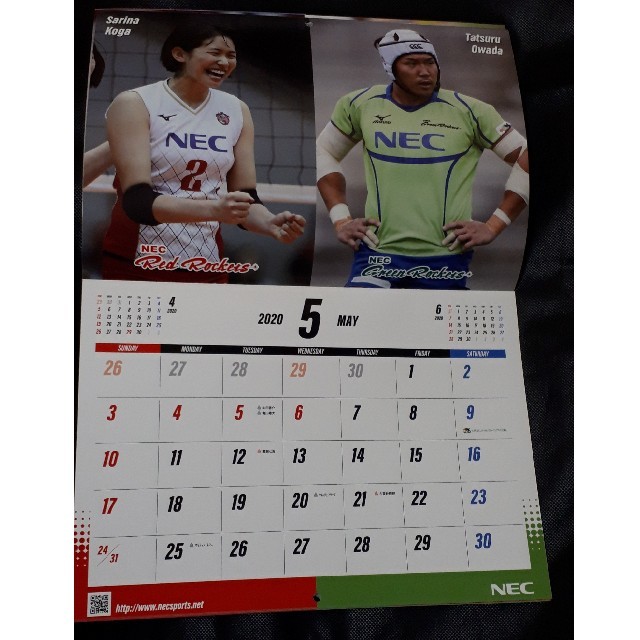 NEC(エヌイーシー)のNECスポーツカレンダー2019-2020 インテリア/住まい/日用品の文房具(カレンダー/スケジュール)の商品写真