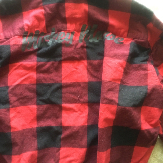 ミッキープリント赤黒チェックネルシャツ レディースのトップス(シャツ/ブラウス(長袖/七分))の商品写真