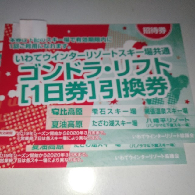 安比 雫石 網張温泉 夏油 たざわ湖 八幡平 共通ゴンドラリフト1日券引換券2枚