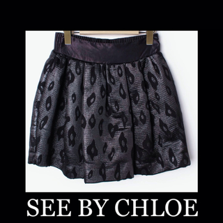 シーバイクロエ(SEE BY CHLOE)のSEE BY CHLOE レオパード　ラメスカート　(ひざ丈スカート)