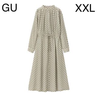 ジーユー(GU)のGU ジオメトリックプリントワンピース NATURAL XXL(ロングワンピース/マキシワンピース)