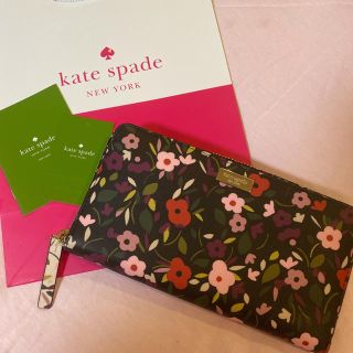 ケイトスペードニューヨーク(kate spade new york)のショップ袋付き★ケイトスペード★花柄/フラワー柄ラウンドファスナー長財布★新品(財布)