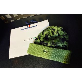 ラコステ(LACOSTE)の新品同様ラコステ LACOSTEニット帽キャップ1212カモフラ迷彩モデル秋冬(ニット帽/ビーニー)