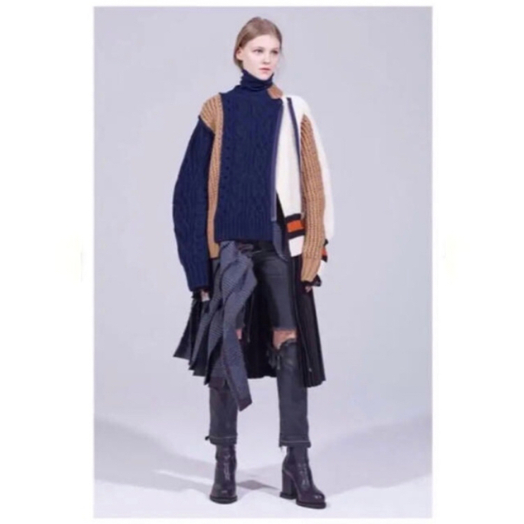 sacai - sacai パッチワーク ニット コンビ ジップ ライダースの sacai - sacai パッチワーク ニット コンビ ジップ ライダースの