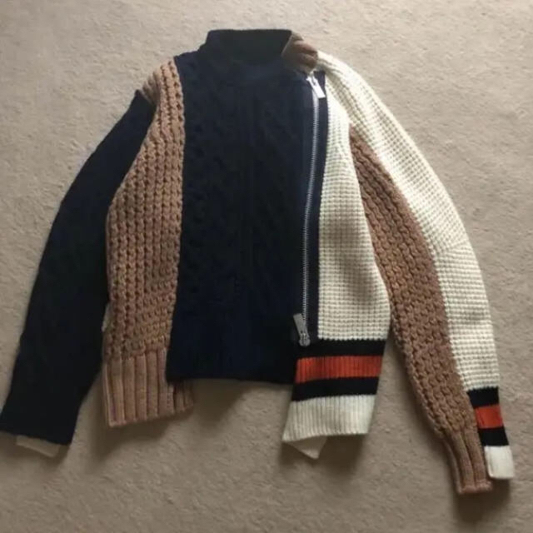 sacai - sacai パッチワーク ニット コンビ ジップ ライダースの sacai - sacai パッチワーク ニット コンビ ジップ ライダースの