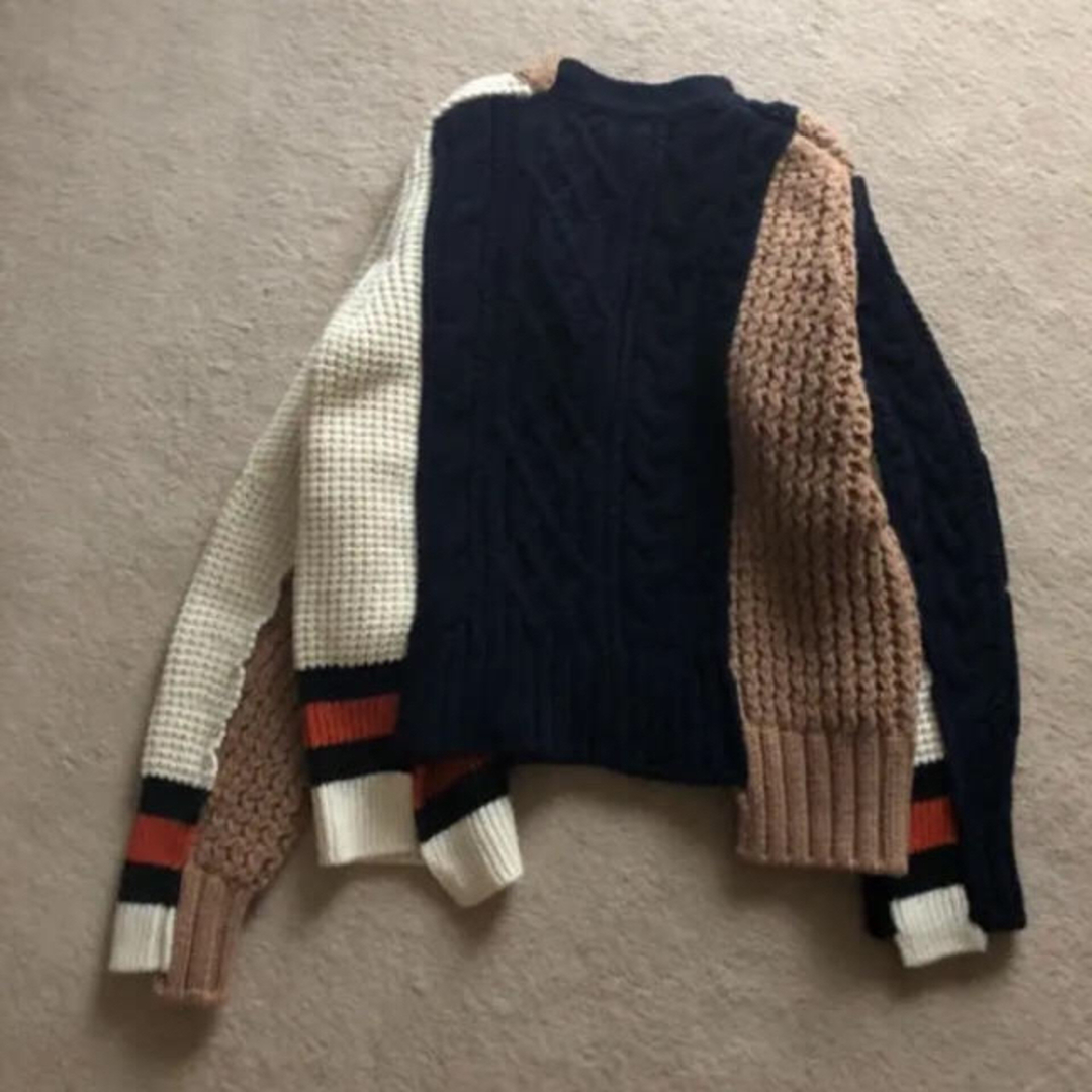 sacai - sacai パッチワーク ニット コンビ ジップ ライダースの sacai - sacai パッチワーク ニット コンビ ジップ ライダースの
