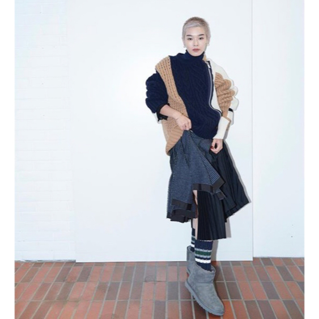 sacai - sacai パッチワーク ニット コンビ ジップ ライダースの sacai - sacai パッチワーク ニット コンビ ジップ ライダースの