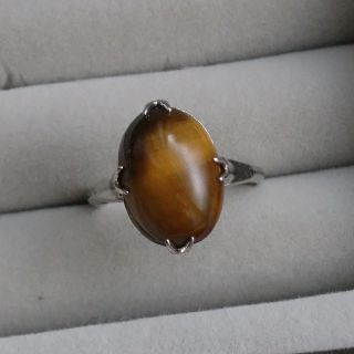 34 昭和レトロ silverG タイガーアイリング 虎目石 指輪