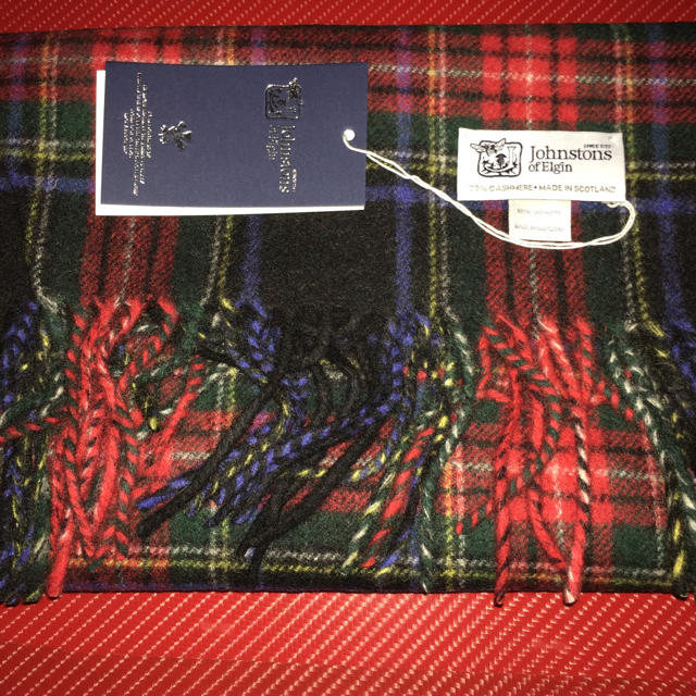新品 ジョンストンズ ストール マフラー カシミア100% ブラック