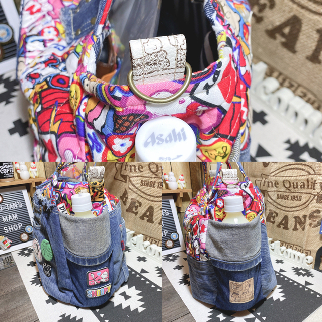 スヌーピー ハンドメイド デニムリメイク チューリップバッグ