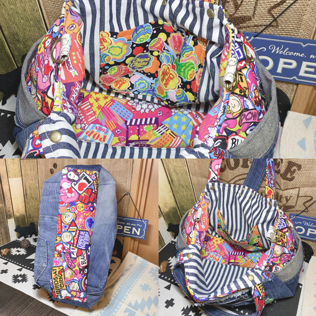 スヌーピー ハンドメイド デニムリメイク チューリップバッグ