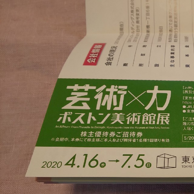 ボストン美術館展 ご招待券 ２名入場可 チケットの施設利用券(美術館/博物館)の商品写真