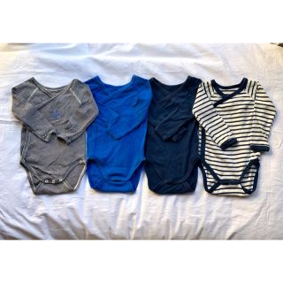 プチバトー(PETIT BATEAU)のPetitBateau プチバトー 6m 67 長袖 ロンパース 4枚セット (ロンパース)