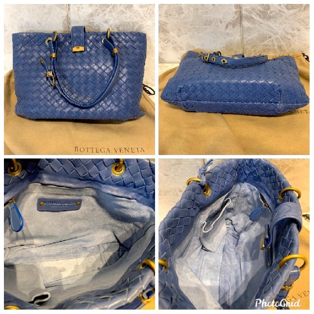 Bottega Veneta(ボッテガヴェネタ)のボッテガヴェネタ　バッグ　イントレチァート　ハンドバッグ　ブルー　美品 レディースのバッグ(ハンドバッグ)の商品写真