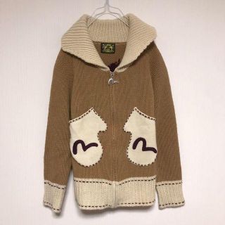 エビス(EVISU)のEVISU カウチン カーディガン ニット 手袋 カモメ ウール ノルディック(カーディガン)