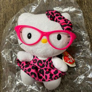 ハローキティ(ハローキティ)の新品　タグ付き　ty メガネ　ヒョウ柄　キティちゃん　ぬいぐるみ(ぬいぐるみ)