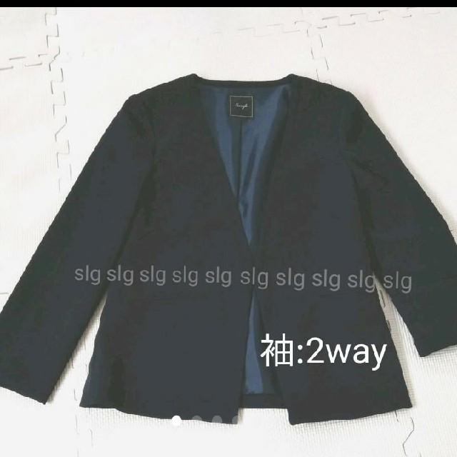 特別 送料込 未使用 swingle ノーカラージャケット ネイビー - www