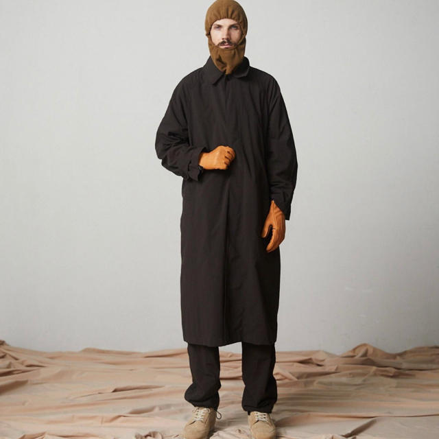 steven alan(スティーブンアラン)のstevenalan NYLON BAL COLLAR COAT ブラック メンズのジャケット/アウター(ステンカラーコート)の商品写真