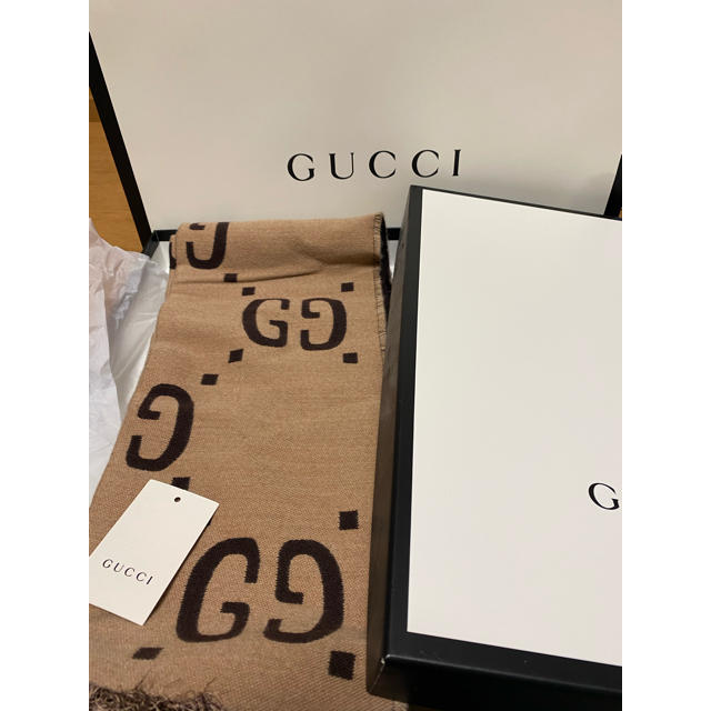 Gucci(グッチ)のGUCCI ジャカード　ウールシルク　マフラー レディースのファッション小物(マフラー/ショール)の商品写真