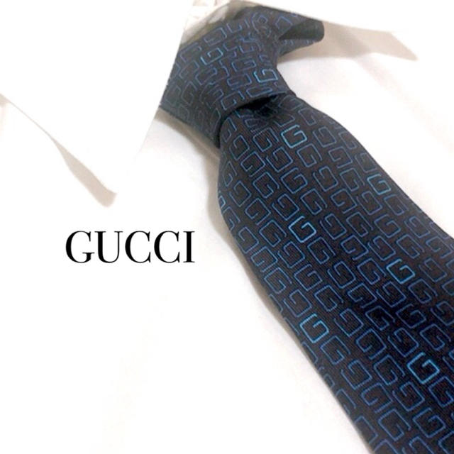 Gucci(グッチ)の　1/31まで限定値下げ GG柄　希少　GUCCI  グッチ　ネクタイ　ネイビー メンズのファッション小物(ネクタイ)の商品写真