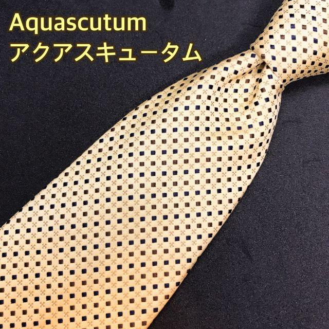 AQUA SCUTUM(アクアスキュータム)のアクアスキュータム ネクタイ 高級シルク 日本製 ドット 黄色 メンズのファッション小物(ネクタイ)の商品写真