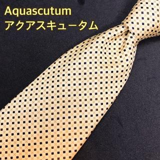 アクアスキュータム(AQUA SCUTUM)のアクアスキュータム ネクタイ 高級シルク 日本製 ドット 黄色(ネクタイ)