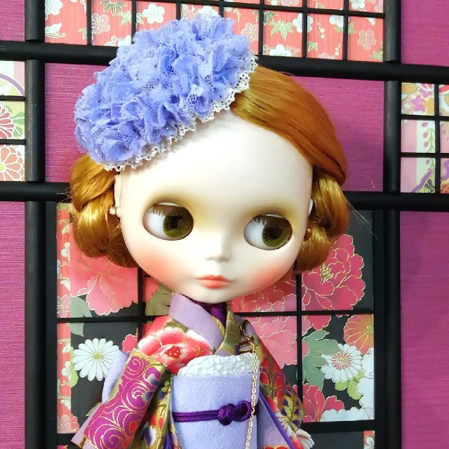 【夢人屋呉服店】ブライス　着物　振袖　薄紫色のエレガントな着物セット