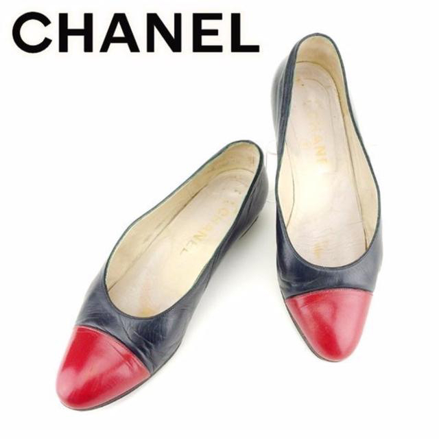 シャネル Chanel パンプス バイカラー フラット36 バレー シューズ