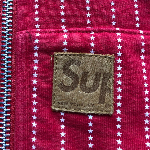 supreme スターストライプ　フーディ　2011年　レザーパッチ　パーカー