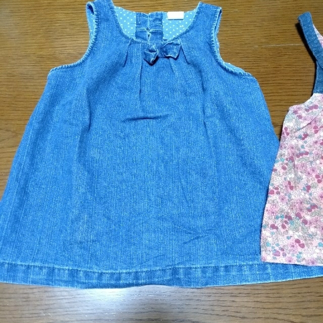 キムラタン(キムラタン)の【ボーダーロンT付】♡ジャンパースカート×2♡　80 キッズ/ベビー/マタニティのベビー服(~85cm)(ワンピース)の商品写真