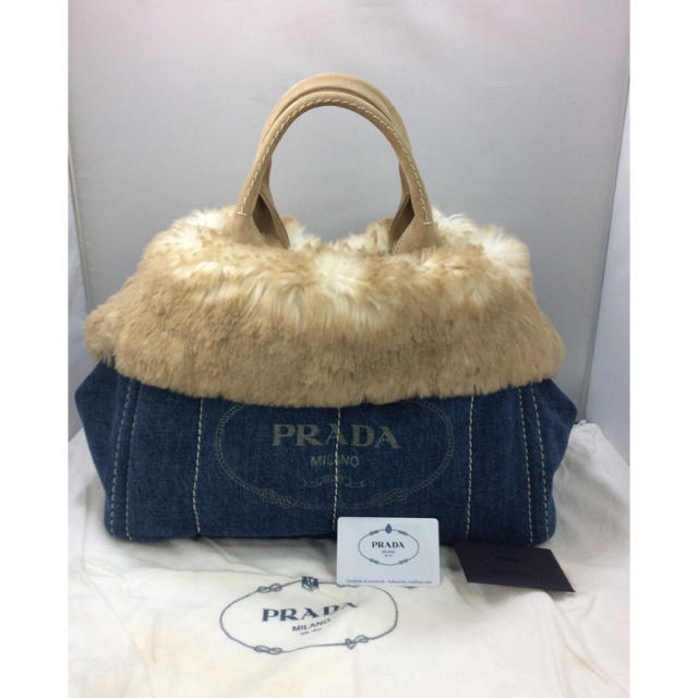 超人気高品質 PRADA プラダカナパデニムエコファー美品 - トートバッグ ...